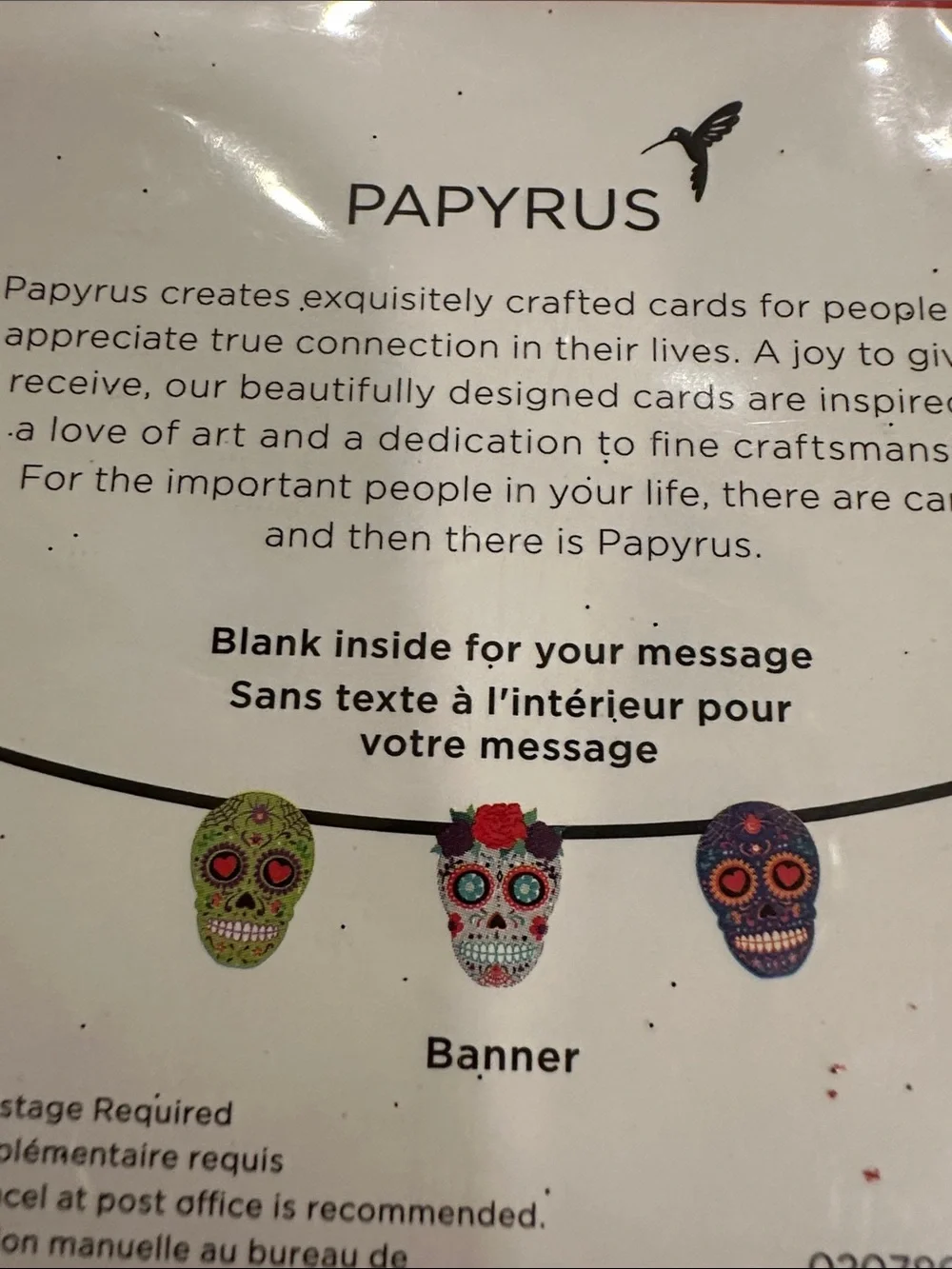 NWT Papyrus Day of the Dead Sugar Skull Card/Banner